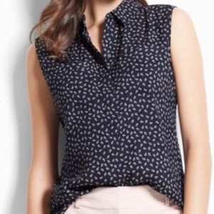 Ann Taylor W's Sleeveless Blue Anchor Print Top